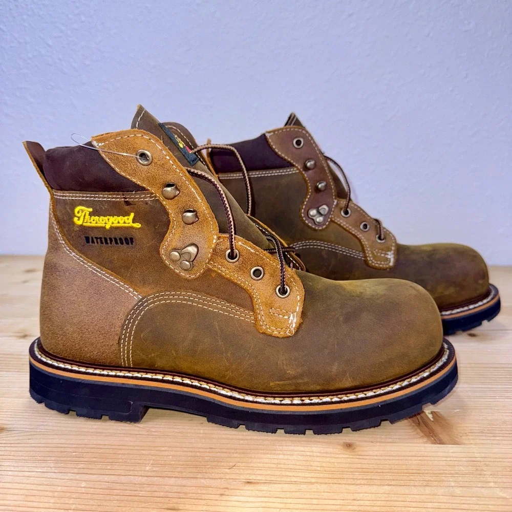 Thorogood 804-4144 Waterproof Work Boots Size 9D EH‎ SR Steel Toe ASTM